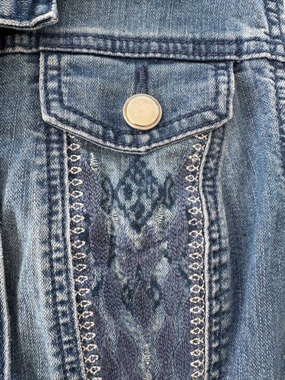Christopher & Banks Denim Vest with Embroidery Details, Stretch - Picture 7 of 12